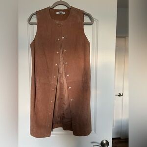 Mango Blush Pink Genuine Suede Snap-Front Sleeveless Dress/Vest